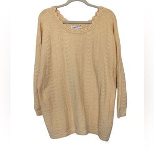 Vintage Absolutely Cotton Yellow Knit Sweater 90s Grandma core Womens XL